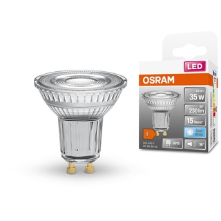 OSRAM PAR16 LED Reflektorlampe mit GU10 Sockel, Kaltweiss (4000K), Glas Spot, 2.6W, Ersatz für 35W-Reflektorlampe, LED STAR PAR16