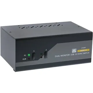 InLine KVM Desktop Switch, KVM Switch, Schwarz, Grau