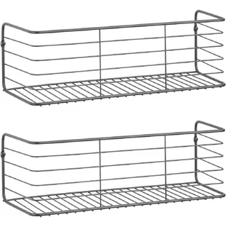mDesign Wandregal 2er-Set 40 x 10 x 10 cm Dunkelgrau