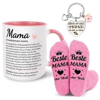 Geschenke für Mama – Tasse, Socken und Schlüsselanhänger für Geburtstag