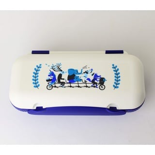 Lunchbox TUPPERWARE to Go Blau/Weiß Brotdose Box Behälter Twin Kühlschrank + Kiwilöffel