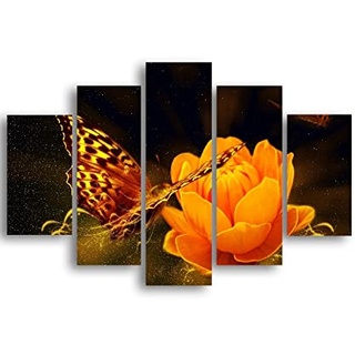 Homemania Wandbild, Schmetterlinge, 5 Tiere pro Wohnzimmer, mehrfarbig, 95 x 0,3 x 60 cm, -HM205MDF130, MDF