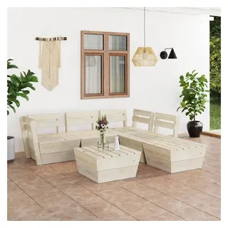 furnicato Garten-Essgruppe 6-tlg. Garten-Paletten-Lounge-Set Imprägniertes Fichtenholz beige