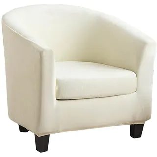 Sesselbezug Samt Sesselschoner 2 Stück Sesselhusse Stretch Sesselüberwurf Schonbezüge Cocktailsessel für Tullsta Stuhl Beige