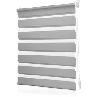 Lichtblick Duo Rollo ohne Bohren Blickdicht Grau 45 cm x 130 cm (B x L)