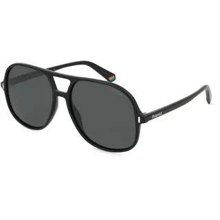 Polaroid Pld 6217/S Unisex-Sonnenbrille Vollrand Quadratisch Kunststoff-Gestell, schwarz