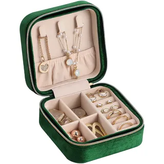 YGSIKY Schmuckkasten Reise,Tragbare Reise Schmuckaufbewahrung Mini Reise Schmuckkasten, Schmuckkästchen Samt Schmuck Aufbewahrungsbox für Ringe, Ohrringe, Armbänder und Halsketten