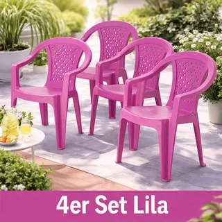 4 x Kinderstuhl Gartenstuhl Stuhl für Kinder Garten Terrasse Plastik Stühle Lila