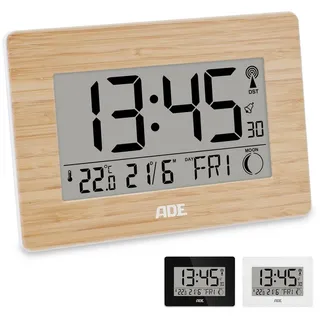 ADE Funkuhr digital Bambus