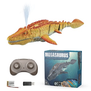 JAWSEU Ferngesteuertes Boot Dinosaurier, RC Boot Spielzeug mit 2.4 GHz Fernbedienung, LED Leuchten, Fernbedienung Schwimmender Hai Wasser Spiel Spielzeug Boot Geschenk für Kinder
