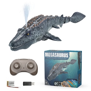 JAWSEU Ferngesteuertes Boot Dinosaurier, RC Boot Spielzeug mit 2.4 GHz Fernbedienung, LED Leuchten, Fernbedienung Schwimmender Hai Wasser Spiel Spielzeug Boot Geschenk für Kinder