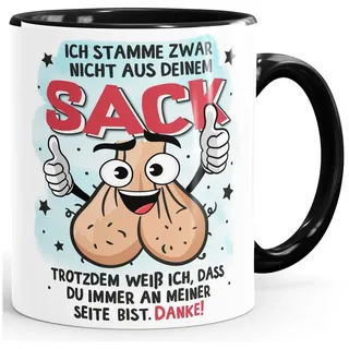MoonWorks Tasse Kaffee-Tasse Geschenk für Bonus-Papa zum Vatertag Spruch lustig, Keramik schwarz
