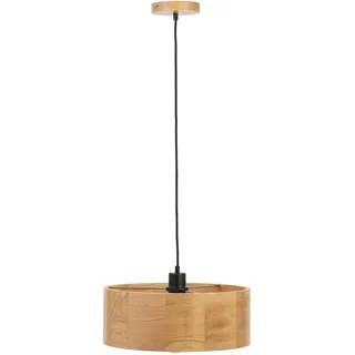 STOLARNIA PIKA Pendelleuchte Holz - Rund Modern Holzlampe 1xE27 (37 cm) - Hängeleuchte Eiche - Natur Lampe für Esszimmer, Wohnzimmer, Küche, Schlafzimmer, Flur - Stilvolles Design Eichenholz ANTILIA