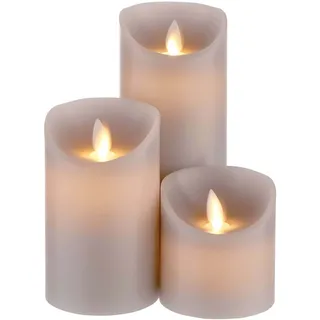BUTLERS Glowing Flame LED Kerzen 3er-Set - Flammenlose Deko-Kerzen in Weiß - Realistisch flackernde LED-Flammen
