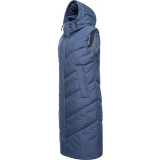Ragwear Steppweste "Suminka Vest", Damen, Gr. XL (42), blau (indigo), Außenmaterial: 100% Polyester, Innenfutter: 100% Polyester, Wattierung: 100% Polyester, modisch, gerade knielang, hoch geschlossener Ausschnitt, Westen, Wasserdichte, lange Damen Winterweste