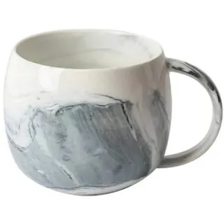 eKsdf Marmoroptik Kaffeetassen Tasse Bauchig Keramikbecher 300ml Mokkatasse Cappuccino Tassen Bürotasse Porzellantasse mit Henkel für Kaffee Tee Mokka Milch Kakao Saft (Grau)