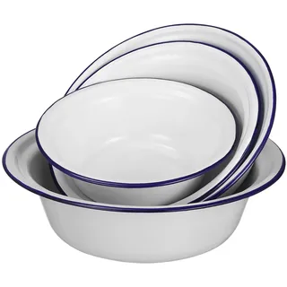 Luxshiny Emailleschalen Set 4 Stück Rund 6.30In Unzerbrechliche Emaille Servierschalen Mit Rand Für Küche Salat Obst Müsli Schüsseln Stapelbar Leicht Zu Reinigen