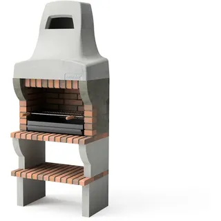 MAESTRO FERRETERO MF - Gartenkamin Palermo Barbacoa für Holz & Kohle (Grau/Terrakotta - 86,5x58x220 cm) REF: M00857 - Für den Außenbereich.