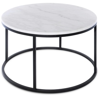 SIT Möbel Couchtisch rund | Tischplatte Marmor weiß | Gestell Metall schwarz | B 85 x T 85 x H 48 cm | 01053-23 | Serie THIS & THAT