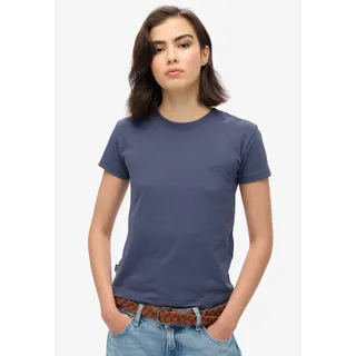 Kurzarmshirt SUPERDRY "SU-ESSENTIAL LOGO 90'S T SHIRT", Damen, Gr. M, blau (mariner navy), Jersey, Obermaterial: 100% Baumwolle, unifarben, relaxed fit normal, Rundhals, Shirts, angenehmes Tragegefühl durch besonders weiche Haptik