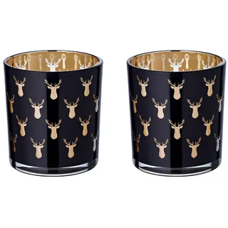 Edzard Teelichtglas Rosy Glas Schwarz