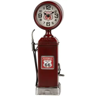 formano Metall Standuhr Tankstelle Retro Tischuhr 40 cm im Route 66 Design Quarz Laufwerk 1x AA Batterie, Vintage Deko Uhr für Wohnzimmer, Büro & Regal im Industrial Stil