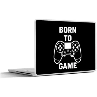 MuchoWow Laptop-Aufkleber Gaming - Zitate - Controller - Zum Spielen geboren - Schwarz - Weiß, (1tlg), Selbstklebendes Laptop Folien Cover, Sticker, Kratzschutz, 36x27 cm bunt Ø 45.65 cm x 36.5 cm x 27.5 cm