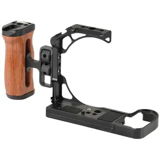 Z5II Kamerakäfig, Kompatibel Mit Nikon Z5 II Kamera, Seitengriff, Oberer Handgriff, Schnellwechselplatte, Käfig-Rig-Kit, Schutzrahmen, Kamerazubehör(Wooden Handle)
