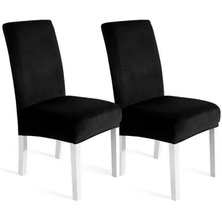 luxuskollektion Stuhlhusse Samt Schwarz 2er Set