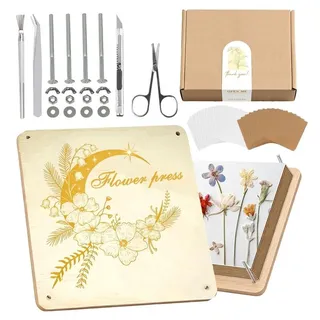 Solidchoice – Große Holz-Blumenpresse, 25 x 25 cm, für Trockenblumen-Sets - Naturbelassen