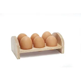 Maxwell & Williams Eierbecher Holz 6-Loch Eier Halter Aufbewahrung Egg Box Eieraufbewahrungsbox, (1-tlg), schlichte weiße 6er Eiervorratsbehälter beige Ø 17 cm x 10 cm x 6 cm