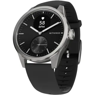 Withings Scanwatch 2 42 mm schwarz, Sport Fluorelastomer-Armband schwarz/silber