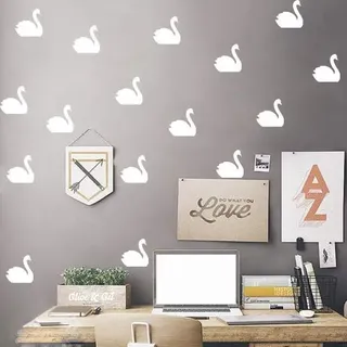 Lichi Wandsticker für Kinderzimmer, Motiv: kleiner Schwan, Weiß
