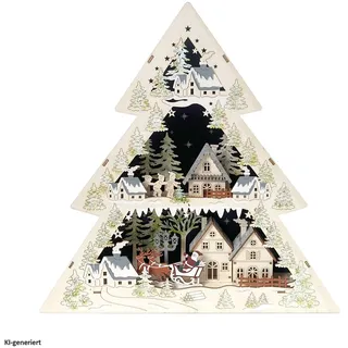 Hti-Living Schwibbogen Weihnachtsmann zu Besuch Lichterspitze Tannenbaum batteriebetrieben