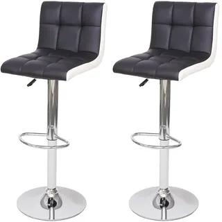 Proregal Barhocker 2er Set Sitzhöhe 63-87 cm Kunstleder Schwarz/Weiß