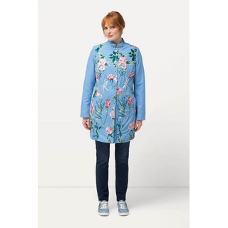 Ulla Popken Sommerjacke Gehrock Stickerei Stehkragen tailliert blau|grün 42