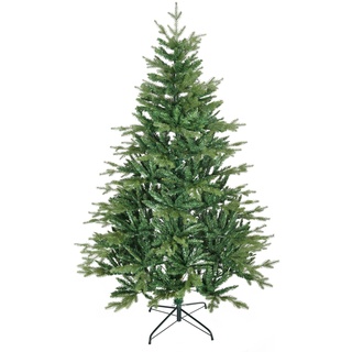 HOMCOM künstlicher Weihnachtsbaum 210 cm mit 2551 Astspitzen Christbaum Tannenbaum mit Standfuß flammhemmend PVC PE Metall Grün