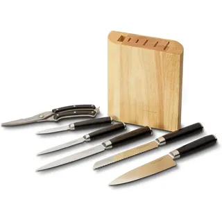 Echtwerk Damastmesser Set 7-tlg. Schwarz/Silber