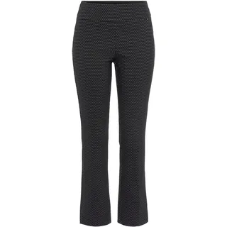 Schlaghose STEHMANN Gr. 42, N-Gr, schwarz (schwarz gemustert) Damen Hosen Stoffhosen mit Markenlogo auf dem Bund