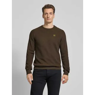 Strickpullover mit gerippten Abschlüssen, Oliv, M
