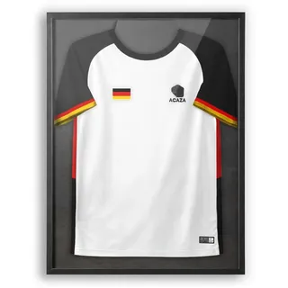 ACAZA Trikotrahmen 60 x 80cm, 3D Bilderrahmen tief zum befüllen mit Fußball-, Eishockey-, Rugby-, NBA-trikot, mit Aufhänger, Holz und Acrylglas, Schwarz