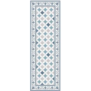 micasia Vinylteppich nass abwischbar Muster Bodenschutz - Made in Germany - Geometrisch Fliesenoptik 2,2mm dünne Vinyl Bodenmatte blau Küche Flur trittsichere Matte 3074 (100x300cm)