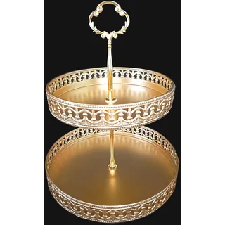 Lvpradior 2-Tier Fruit Basket, Obst Etagere Gold Metall, Detachable Fruit Holder for Fruit, Obstkorb Rack Obstschale für Obst, Gemüse, Brot und Snacks (Blätter)