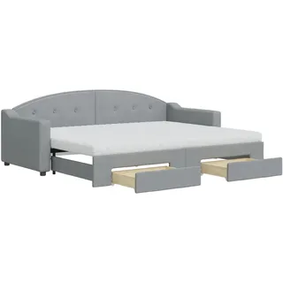 vidaXL Tagesbett Ausziehbar mit Schubladen Hellgrau 80x200 cm Stoff