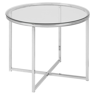 AC Design Furniture Gurli Rund Beistelltisch, B: 55 x T: 55 x H: 45 cm, Klar, Glas/Chrom, 1 Stk.