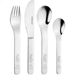 Sterngraf Kinderbesteck mit Gravur Anker + Name 4tlg personalisiert mit Namensgravur - Gravurbesteck