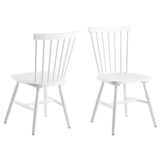 AC Design Furniture Susanne Esszimmerstühle 2er Set, Weiße Küchenstühle, Lackierte Holzstühle aus Birke, Stühle mit Hoher Rückenlehne und Vertikalen Latten, Esszimmermöbel im Skandinavischen Stil