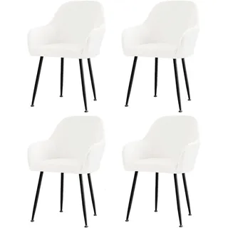 CLGTY Samt Stuhlhussen Mit Armlehne Moderne, Weich Abnehmbar Stuhlhussen Moderne Hussen Für Stühle Für Esszimmer-Weiß-4 Stück