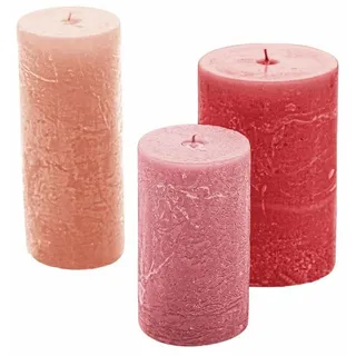 Mirabeau Stumpenkerze Kerze 3er Set Pretin rosa rosa