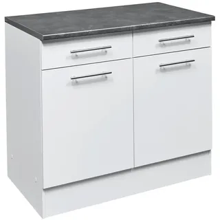 P & B Küchenunterschrank, Grau, Weiß, Holzwerkstoff, 1 Fächer, 2 Schublade(n) Schubladen, 100x90x60 cm, Küchen, Küchenmöbel, Küchenschränke, Küchenunterschränke